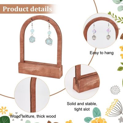 Op maat gemaakte bestelling geaccepteerd Houten boogvormige oorbel display stand met kokosnoot basis