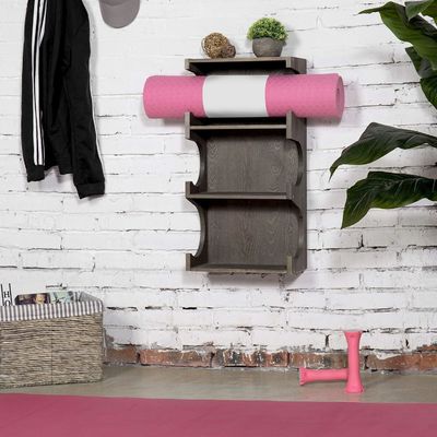Wandgebouwde 3-laag foam roller yoga mat hangend rek met top display plank Huismeubelen