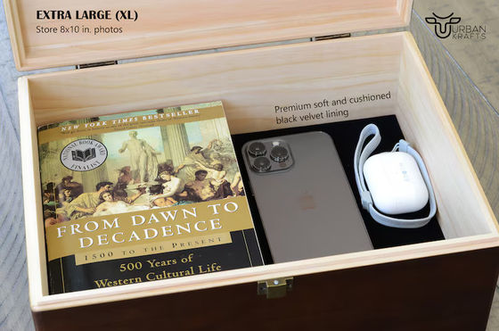 6.2*6.2*4.48 Gepersonaliseerde houten doos tafelgerei souvenir doos voor 5e verjaardag cadeau