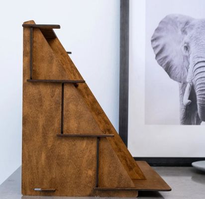 Warm houten 3 tier juwelen display stand met custom silk-screen printing ontwerp