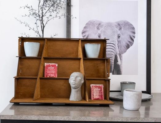 Warm houten 3 tier juwelen display stand met custom silk-screen printing ontwerp