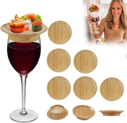 Houten wijnglas Charcuterie Board Topper Set van 6 voor het voorkomen van spatten rode wijn