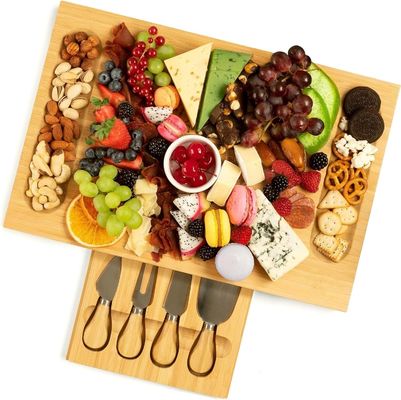 Keuze Custom 4 Roestvrij staal mes Dikke Houten Server Hout Bamboe Charcuterie Board
