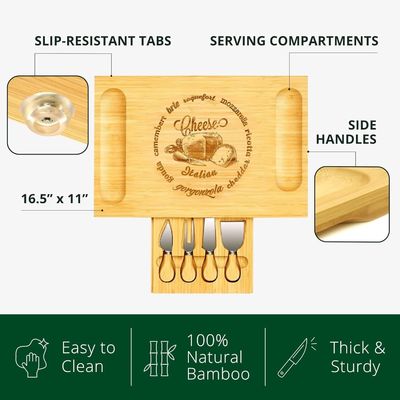 Keuze Custom 4 Roestvrij staal mes Dikke Houten Server Hout Bamboe Charcuterie Board
