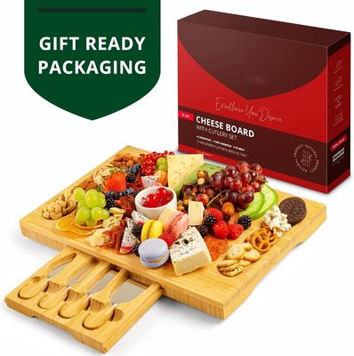 Keuze Custom 4 Roestvrij staal mes Dikke Houten Server Hout Bamboe Charcuterie Board