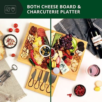 Keuze Custom 4 Roestvrij staal mes Dikke Houten Server Hout Bamboe Charcuterie Board
