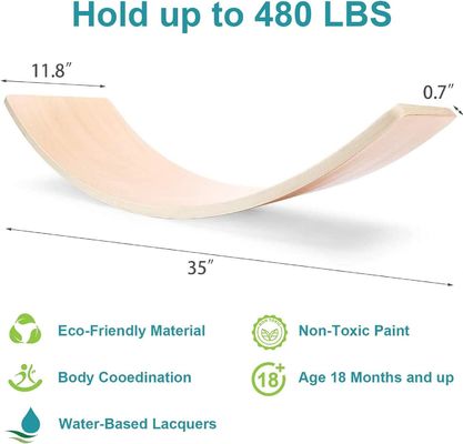 35 inch natuurlijk hout Wiebelen Baby Balance Board Montessori Fitness Balance Curvy Board