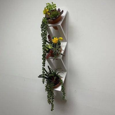 Succulent of kruidentuin Houten wandplanter in wit met aangepast logo Acceptabel