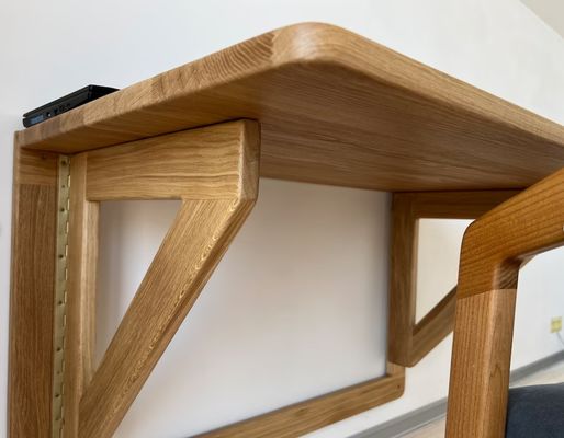 202407 Eiken wandbureau Opvouwbaar werkbureau voor thuisbureau Bouwgebouw Bedrukken Verbrand