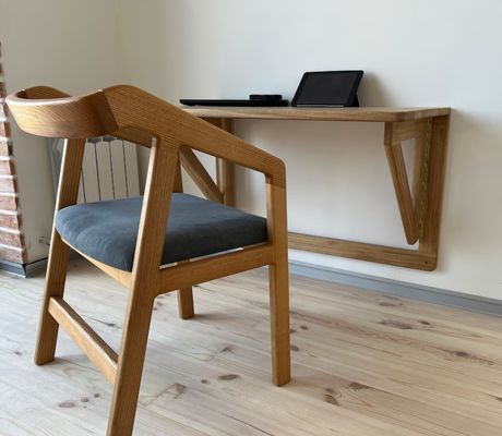 202407 Eiken wandbureau Opvouwbaar werkbureau voor thuisbureau Bouwgebouw Bedrukken Verbrand