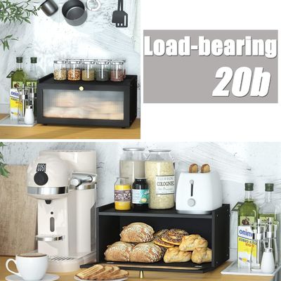 Geschenkpakket 2-laag groot modern bamboe zwart brooddoos Houten broodopslagbak met raam