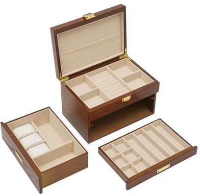 3 Tiers handgemaakte kristal slot sieraden organisator Hoes voor oorbellen Ringen halsketting horloge