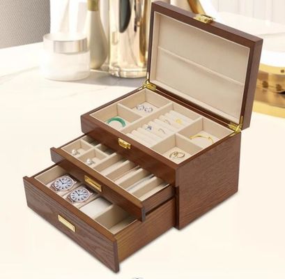 3 Tiers handgemaakte kristal slot sieraden organisator Hoes voor oorbellen Ringen halsketting horloge