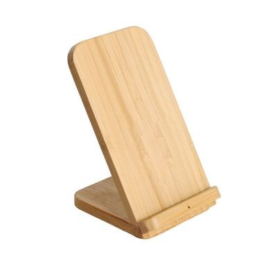 Gepersonaliseerde houten kleur natuurlijke bamboe draadloos opladen 10W telefoonstand met postpakket