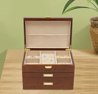 3 Tiers handgemaakte kristal slot sieraden organisator Hoes voor oorbellen Ringen halsketting horloge
