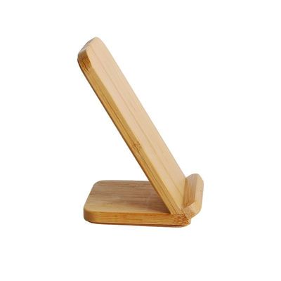 Gepersonaliseerde houten kleur natuurlijke bamboe draadloos opladen 10W telefoonstand met postpakket