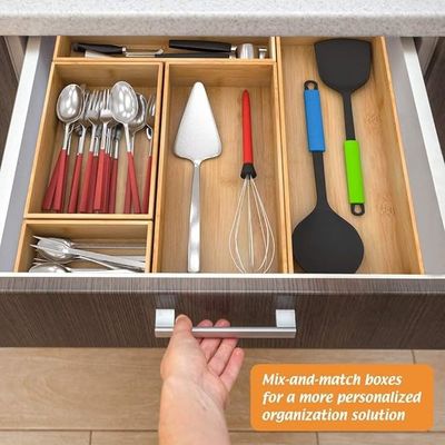 Organiseer bestek met aangepast logo Multi- Deep Drawer Dividers Houten opslagdoos