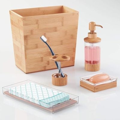 Gepersonaliseerd logo Acceptabel 10.5 x 5.75 x 10 inch Natuurlijke hout afwerking Bamboe afvalmand