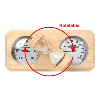 Moderne ontwerp 3 in 1 Houten sauna thermometer en hygrometer met 15 minuten zandklok Timer