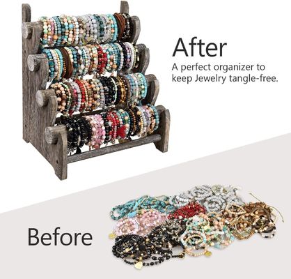 Houten 4 tier sieraden armband Display Stand Organisator Houder Home opslag 12 W x 9 D x 14 H