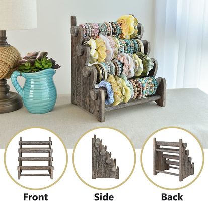 Houten 4 tier sieraden armband Display Stand Organisator Houder Home opslag 12 W x 9 D x 14 H