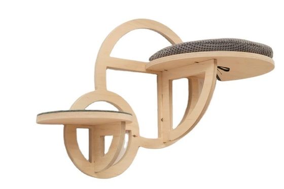 Moderne kattenmeubilair Houten kattenklimmuur met trap en zijde-schermprinten