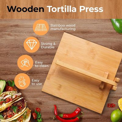 10 inch Hout Tortilla Press Maker Op maat gemaakte ontwerpen voor thuis en horeca