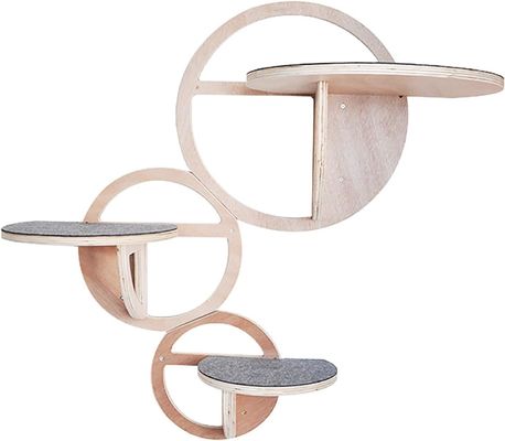 Houten muur gemonteerde kattenplanken Set van 3 duurzaam kattenhuis voor katten Pine triplex
