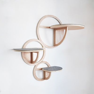 Houten muur gemonteerde kattenplanken Set van 3 duurzaam kattenhuis voor katten Pine triplex