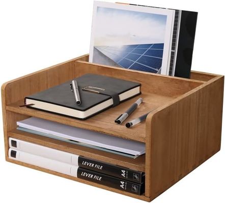 Houten Desktop File Folder Storage Tray Organisator Stand voor Office Document Rack Mail Sorter