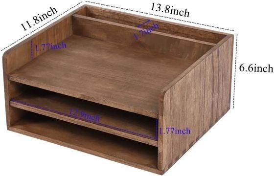 Houten Desktop File Folder Storage Tray Organisator Stand voor Office Document Rack Mail Sorter