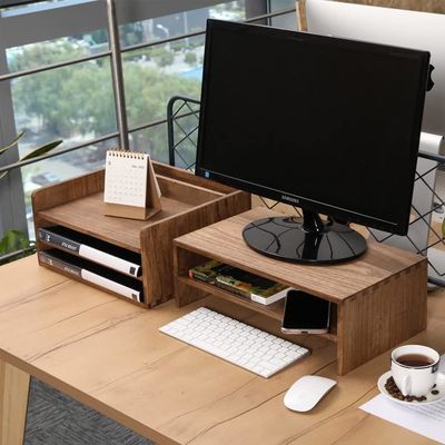 Houten Desktop File Folder Storage Tray Organisator Stand voor Office Document Rack Mail Sorter