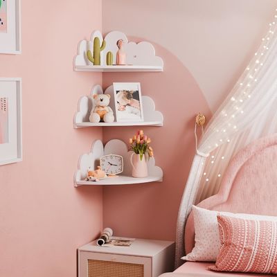 Op maat gemaakte bestelling geaccepteerd Houten wolk hoek muur display plank voor ambachtelijke organisatie