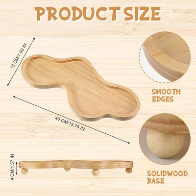 202407 Houten decoratieve bak Onregelmatig houten voetstuk voor huisversiering