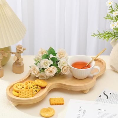 202407 Houten decoratieve bak Onregelmatig houten voetstuk voor huisversiering