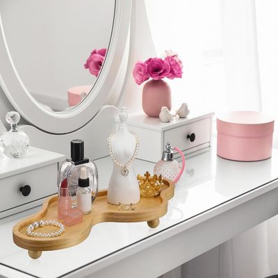 202407 Houten decoratieve bak Onregelmatig houten voetstuk voor huisversiering