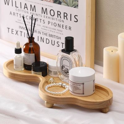 202407 Houten decoratieve bak Onregelmatig houten voetstuk voor huisversiering