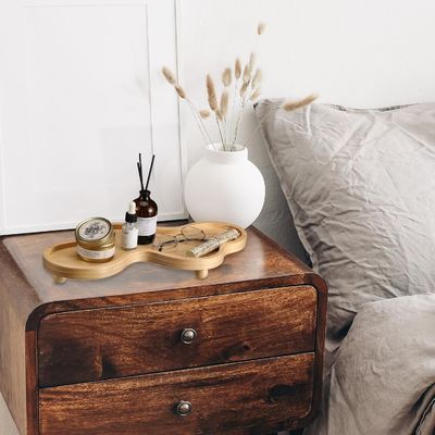 202407 Houten decoratieve bak Onregelmatig houten voetstuk voor huisversiering