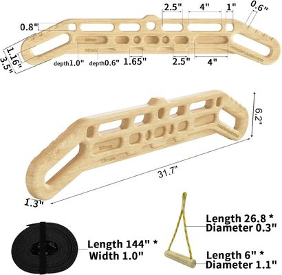 Verbeter de vingerafdruk Houten thema Draagbaar Rock Climbing Hang board met Suspension Training Functie