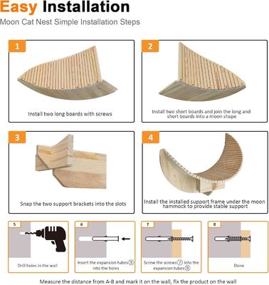 Hoofdmateriaal Pine Hout Houten Maan Kattenplank en Perken Kattenwandplanken Meubelen