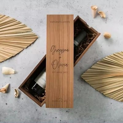 Zilkscherm gedrukte wijnbak voor verloving en bruiloft 35x11x11cm