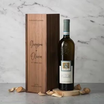 Zilkscherm gedrukte wijnbak voor verloving en bruiloft 35x11x11cm