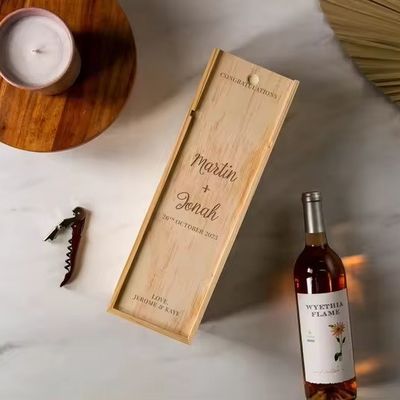 Zilkscherm gedrukte wijnbak voor verloving en bruiloft 35x11x11cm