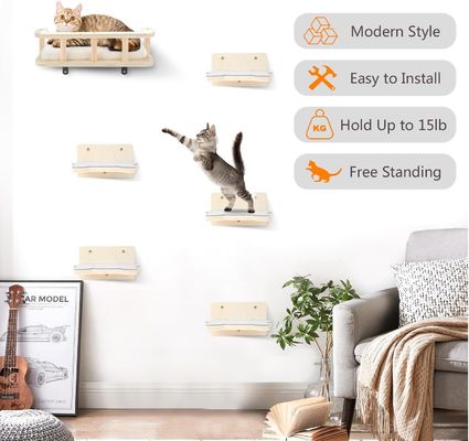 Houten kattenhammock met 5 treden perken voor wand Cat wandmeubilair