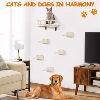 Houten kattenhammock met 5 treden perken voor wand Cat wandmeubilair