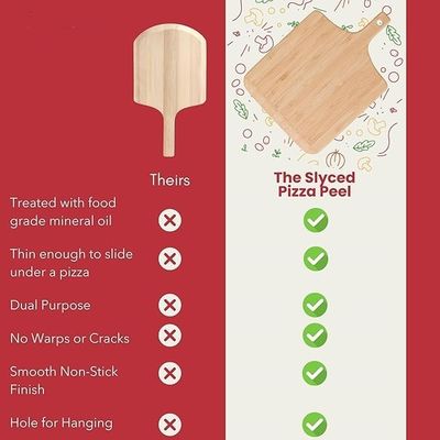 Innovatief ontwerp 4 x 12 inch Non-Stick Echte Bamboe Pizza Boards Houten Pizza Peel Rack