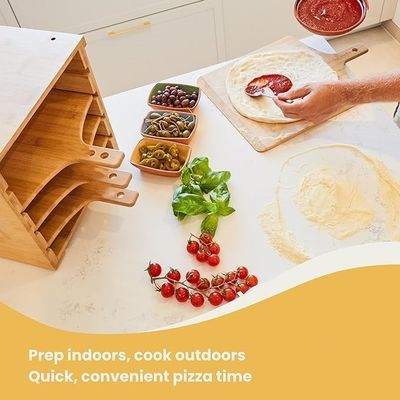 Innovatief ontwerp 4 x 12 inch Non-Stick Echte Bamboe Pizza Boards Houten Pizza Peel Rack