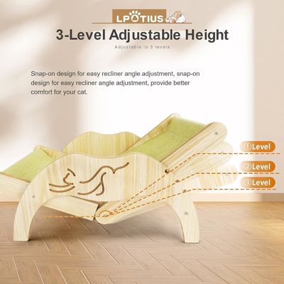 202407 Gezellige kattenbank binnen verstelbare houten kattenstoel met lasergraverend drukwerk