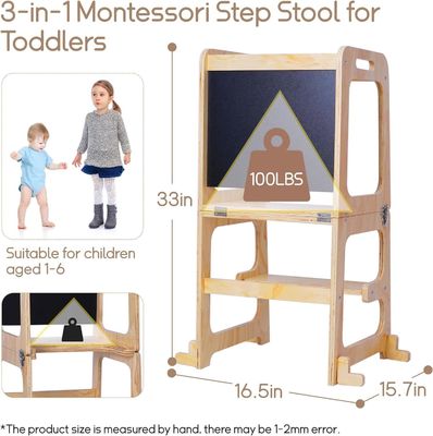 Gepersonaliseerd logo Acceptabel houten baby verstelbare hoogte Helper toren voor keuken leren