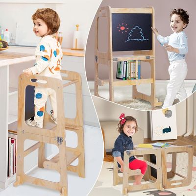 Gepersonaliseerd logo Acceptabel houten baby verstelbare hoogte Helper toren voor keuken leren